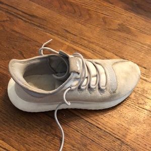 grey and white adidas tubulars
